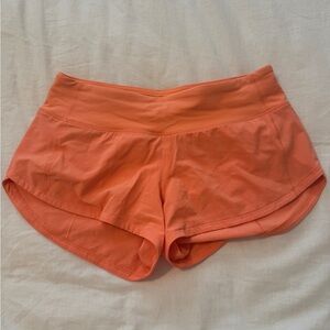 LULULEMON SHORTS coral shorts size 2! Pattern size 4! Speed ups 2.5 inch